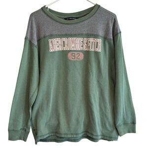 VTG 90s Y2K Abercrombie & Fitch Crewneck Sweatshirt Pullover Spellout Green L